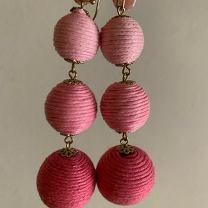 pink drop ball statement earrings
